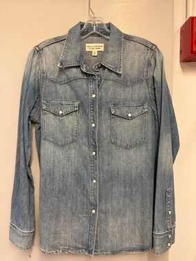 Nili Lotan Faded Blue Denim Western Shirt